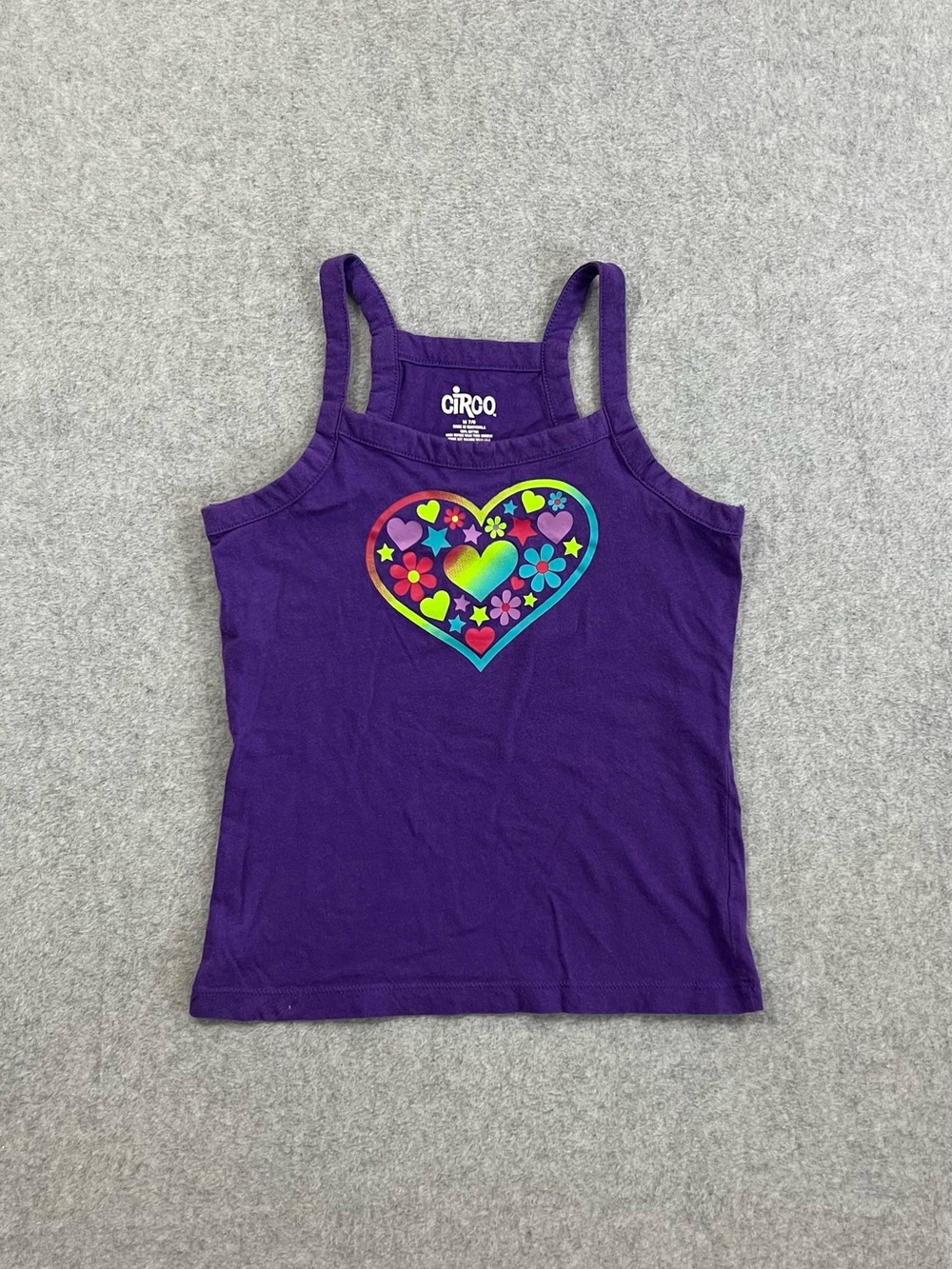 2000’s CIRCO Girls Purple Heart Graphic Tank Top Size Medium 7/8
